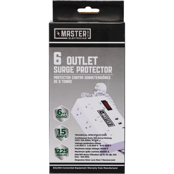 Master Electrician Surge Protector Strip with 6 Ft. Cord - Single Pack