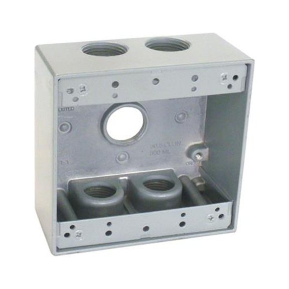 Master Electrician TGB75-5 2 Gang Outlet Box, Gray, Weatherproof, Five 0.75-In. Holes - Quantity 30