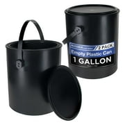 Master Elite 1 Gallon Empty Plastic Paint Can Bucket, Pack of 2 - Triple Lock Airtight Lid Seal, 128 fl. oz. All-Plastic Coating Storage Container Can - Pail Handle, Dent & Rust Proof, Odor Resistant