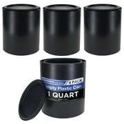 Master Elite 1 Quart Empty Plastic Paint Can Bucket, Pack of 4 - Triple Lock Airtight Lid Seal, 32 fl. oz. All-Plastic Coating Storage Container Can - Pail Handle, Dent & Rust Proof, Odor Resistant