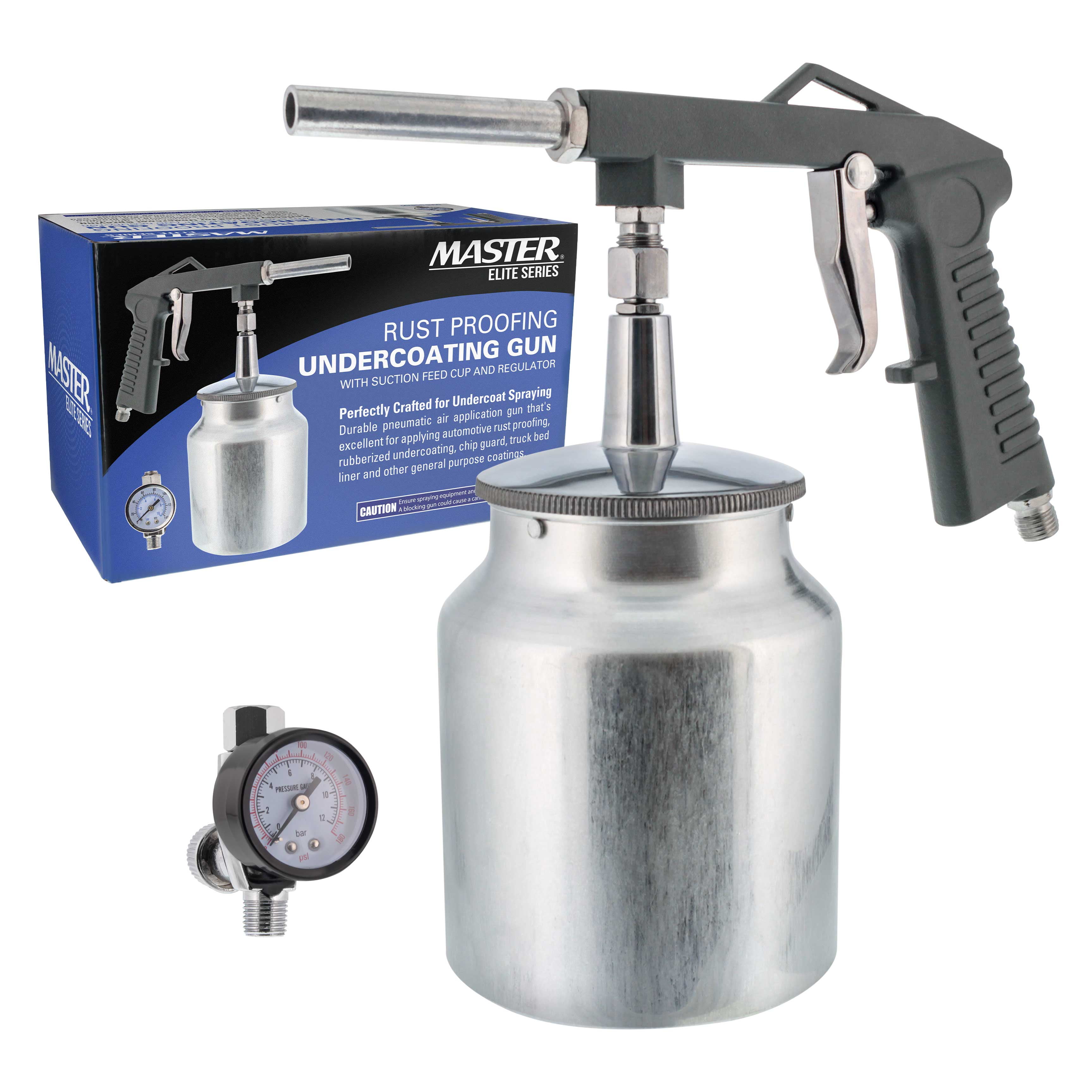 Master Elite Air Undercoating Spray Gun with Regulator & Suction Feed