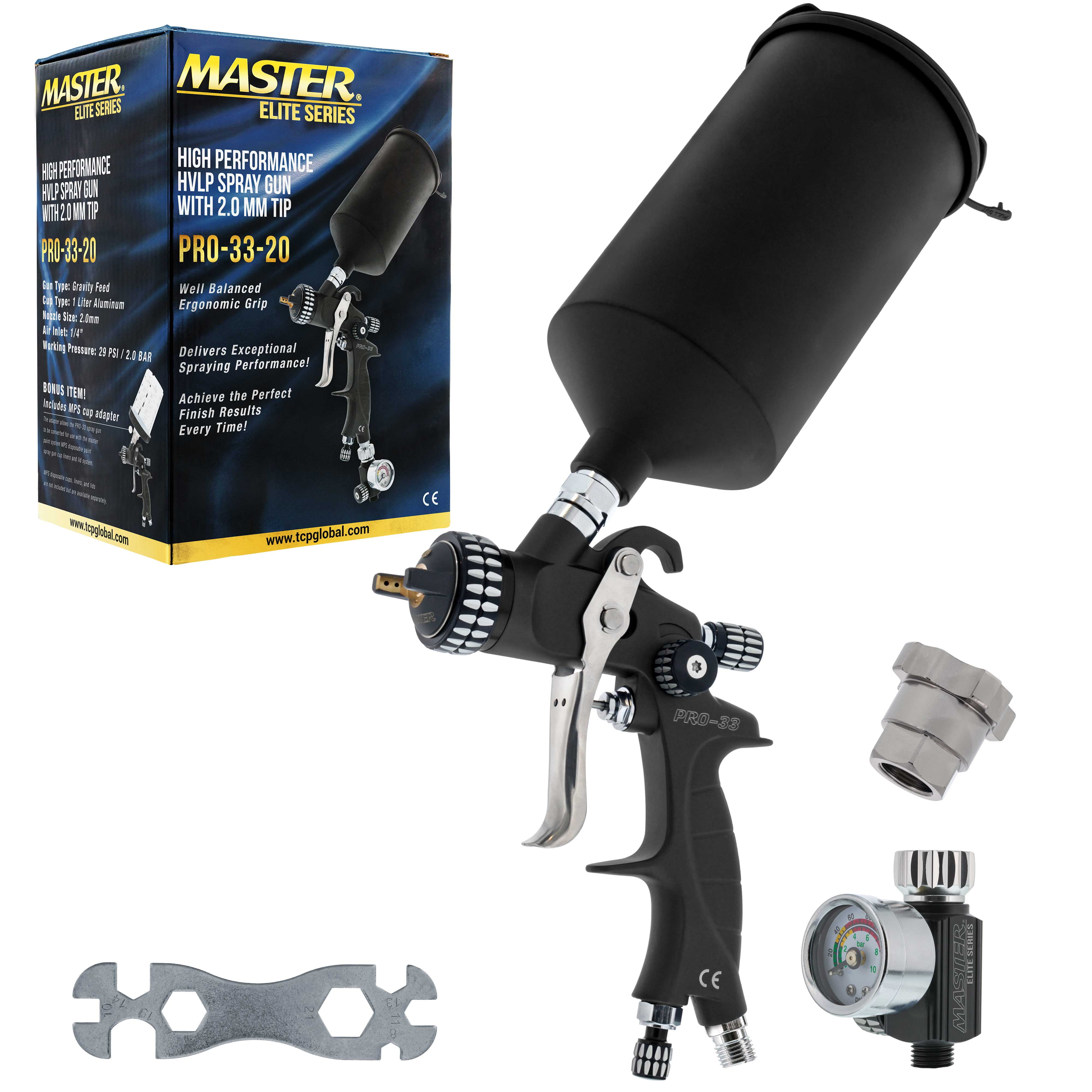Master Elite High Performance PRO33 Series HVLP Spray Gun with 2.0mm