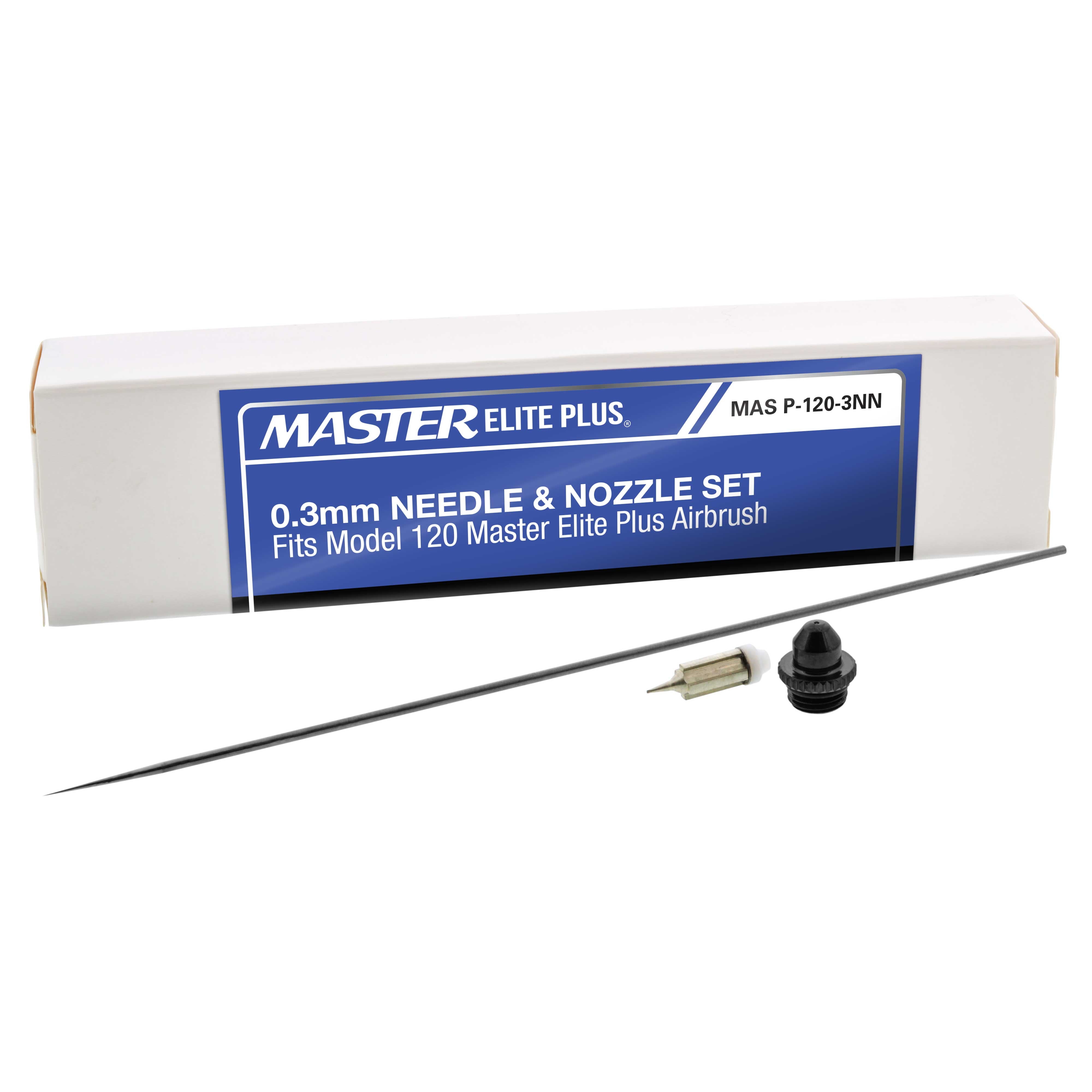 Master Elite Plus Airbrush 0.3mm Needle, Nozzle and Fluid Tip Cap Set Only - Fits the Model 120 Master Elite Plus Airbrush - Provides Fully Atomized Fine Spray Pattern for Fine Detail Control Spraying