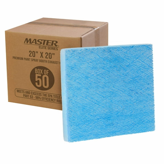 Master Elite Premium Paint Spray Booth Paint Arresstor Filter Panel 20" x 20", Box of 50 - Blue & White Panels - Filters Holds Dirt Particles Auto Car Refinish Booth