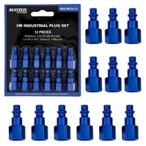 Master Elite Series 12 Piece Industrial I / M Type Plug Air Fittings Set with 1/4\" NPT Female Threads - Attach to Quick-Connect Couplers, Hoses, Compressors, Pneumatic Air Tools, Spray Guns, Sanders