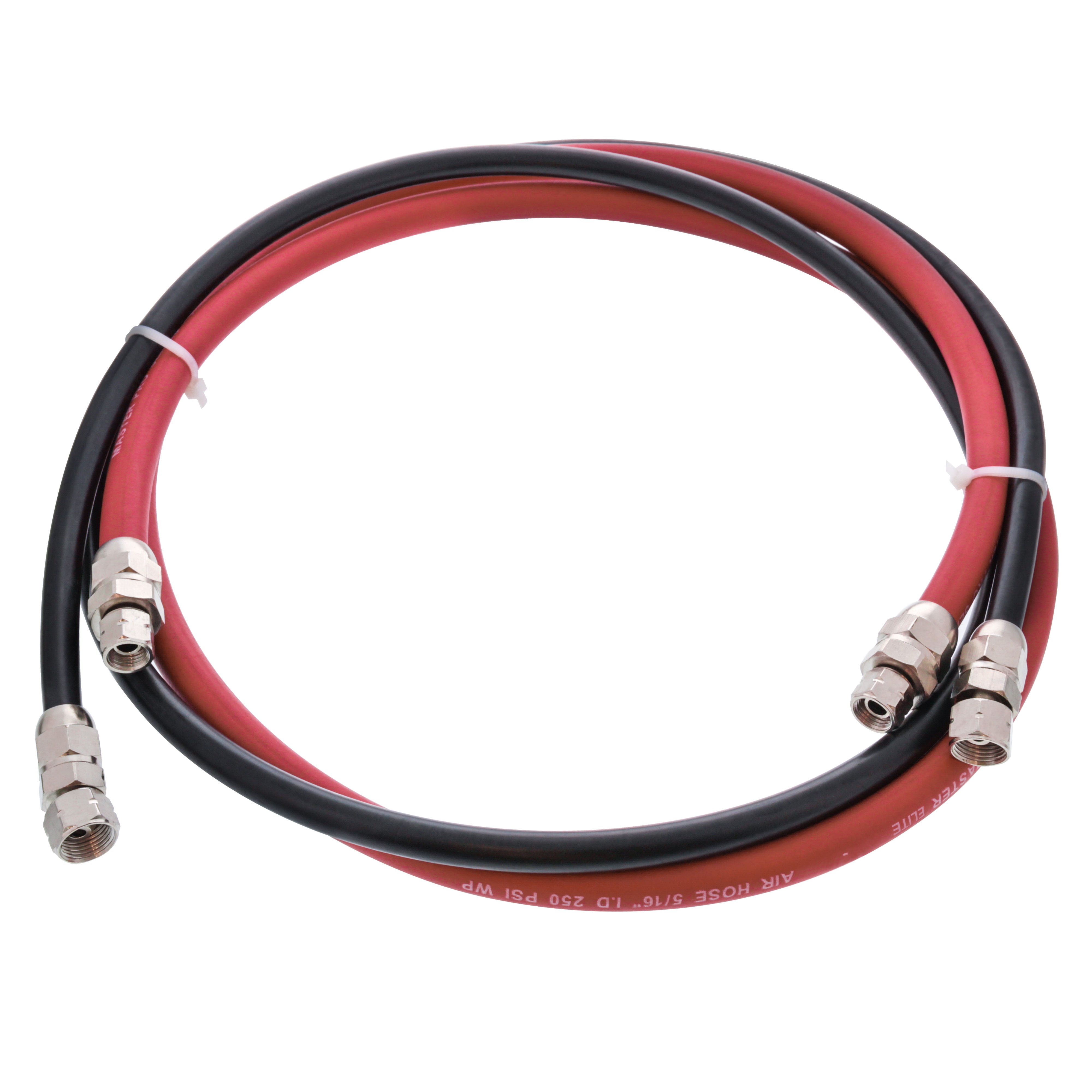 Master Elite Series 6 Foot Air and Fluid Hose Assembly Set with Fittings for Spray Guns, Paint Pressure Pot Tanks, Professional Heavy Duty - Air Hose 3/8" NPS, 5/16" ID - Fluid Hose 1/4" NPS, 1/4" ID