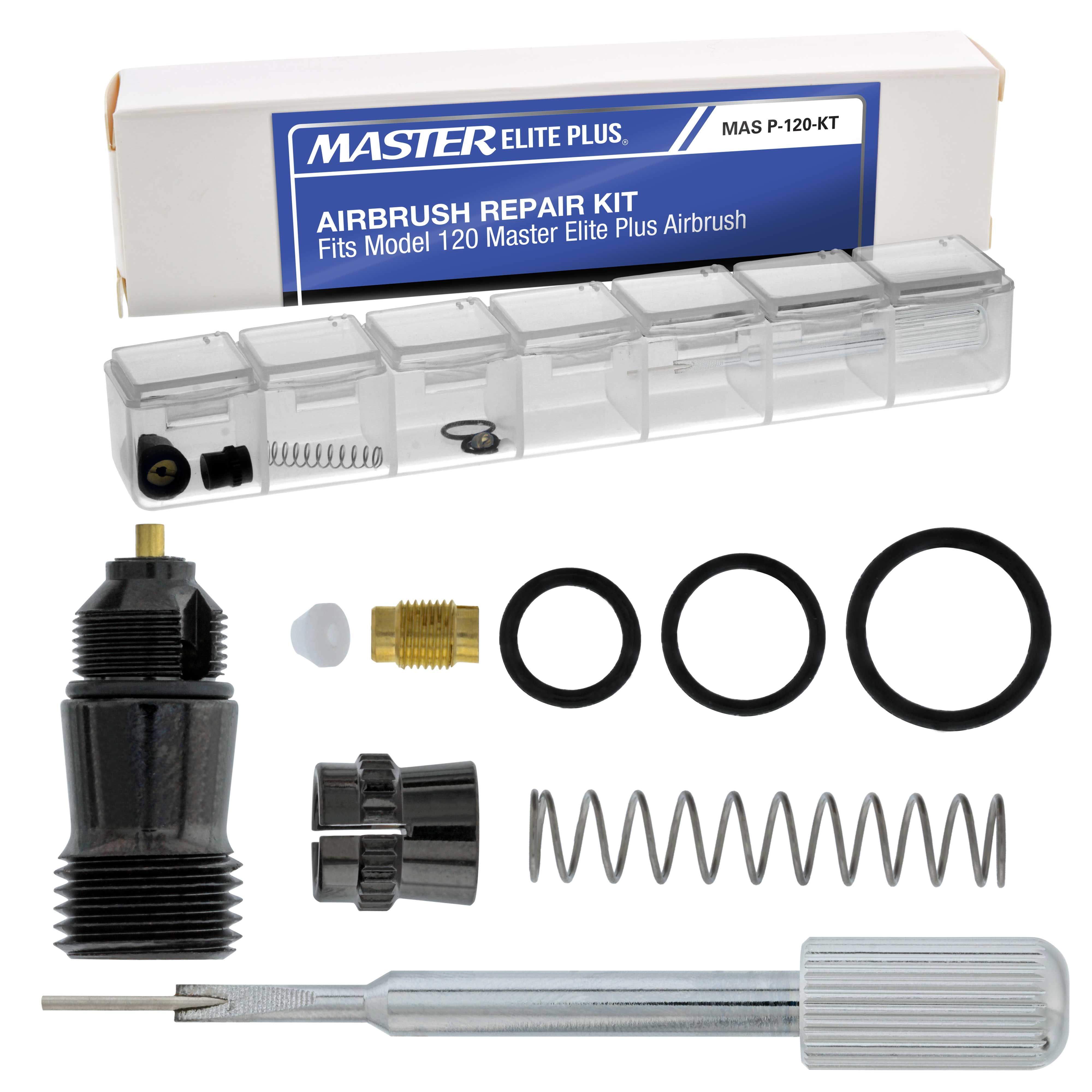 Master Elite Series Plus Airbrush Rebuild Kit - For Repair and Maintenance of Model 120 Airbrush - Contains All Essential Airbrush Replacement Parts