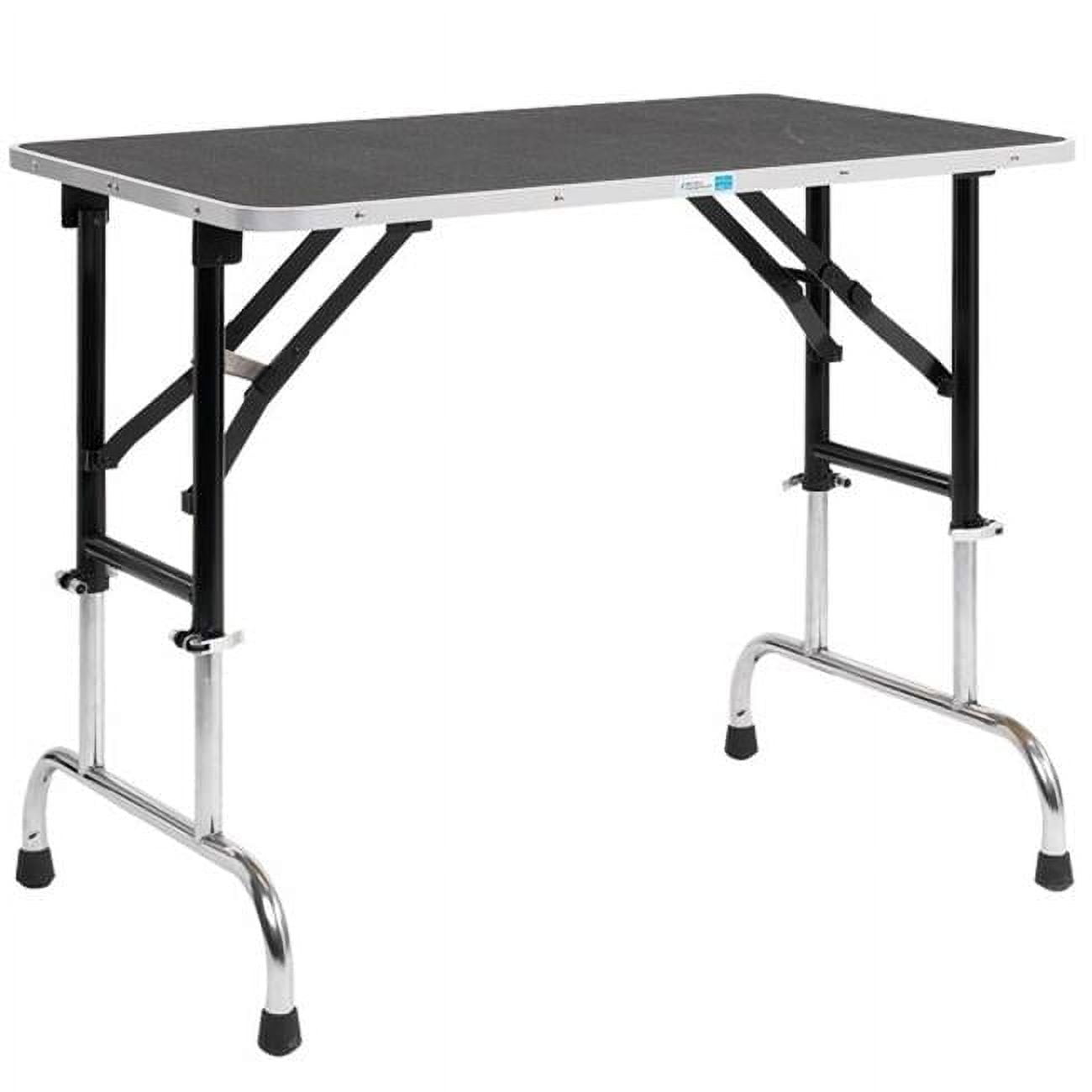 Adjustable Height Black Vinyl Grooming Table with Chrome Legs, 36x24 Inch