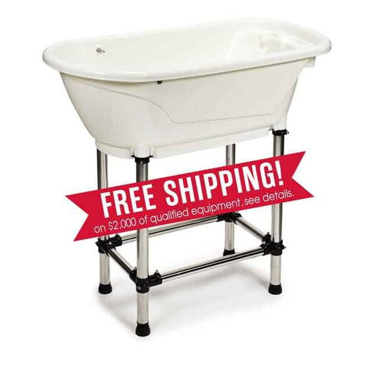 Ivory Elevated Grooming Tub with Chrome Stand