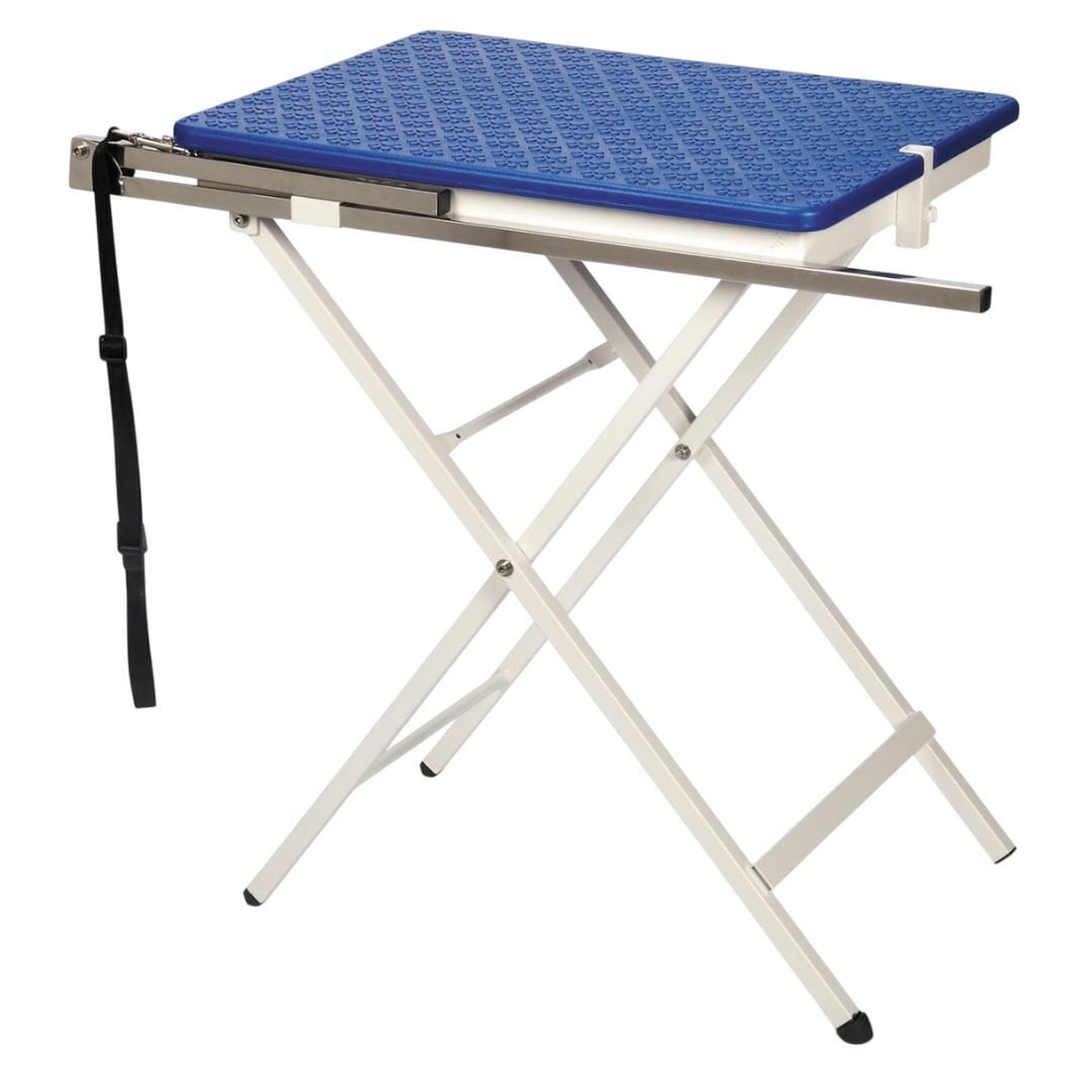 Blue Adjustable Pet Grooming Table with Steel Frame