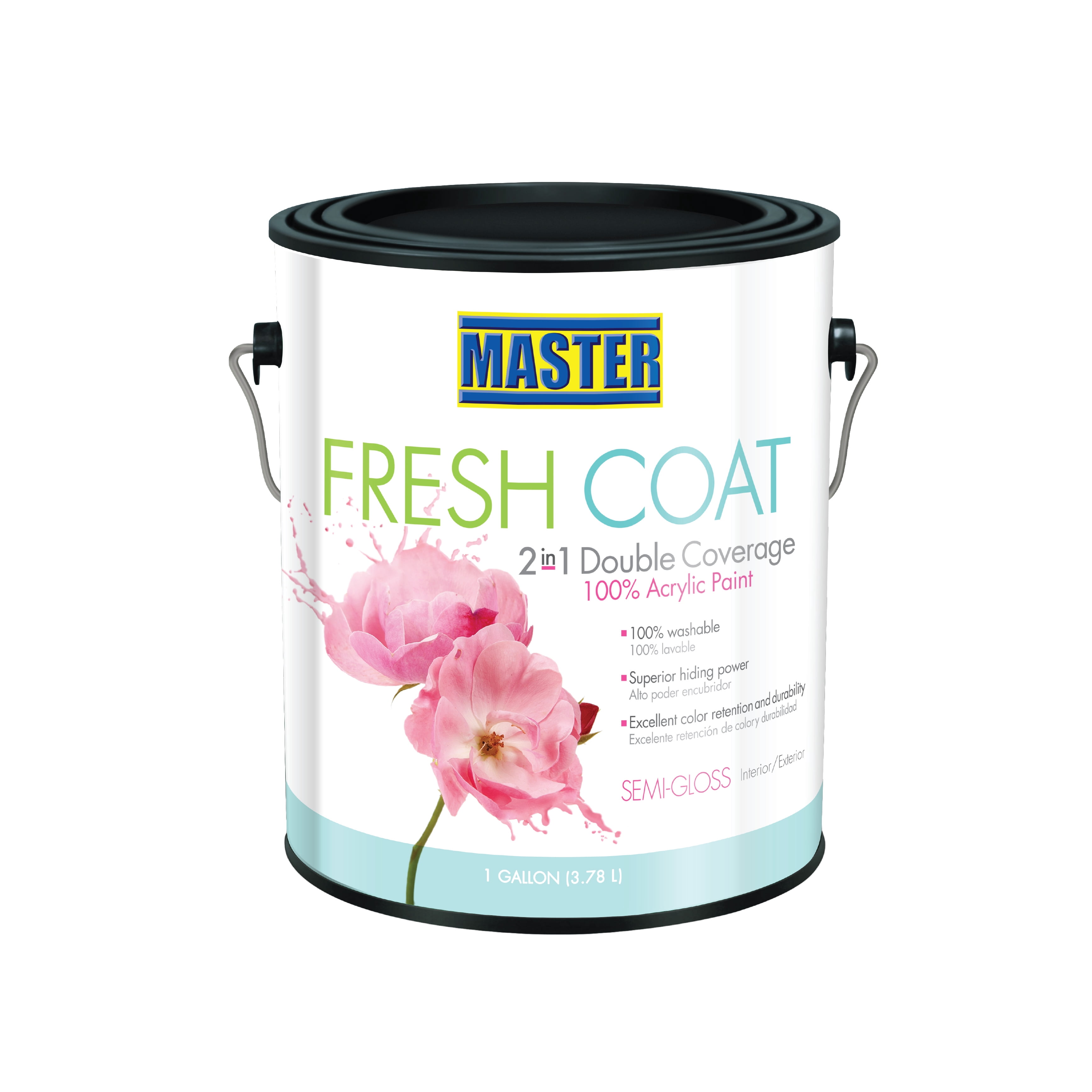 Master Fresh Coat Double Coverage 100% Acrylic Paint Semi Gloss Accent Base Tone 1 Gl