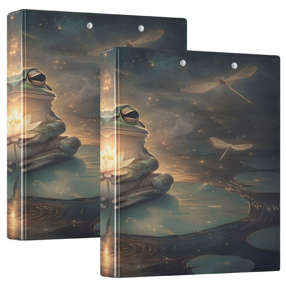 Master Frog 12.4x10.6in PVC Round Ring Binder, D-Ring 3-Hole, Metal Clip, 200 Sheets