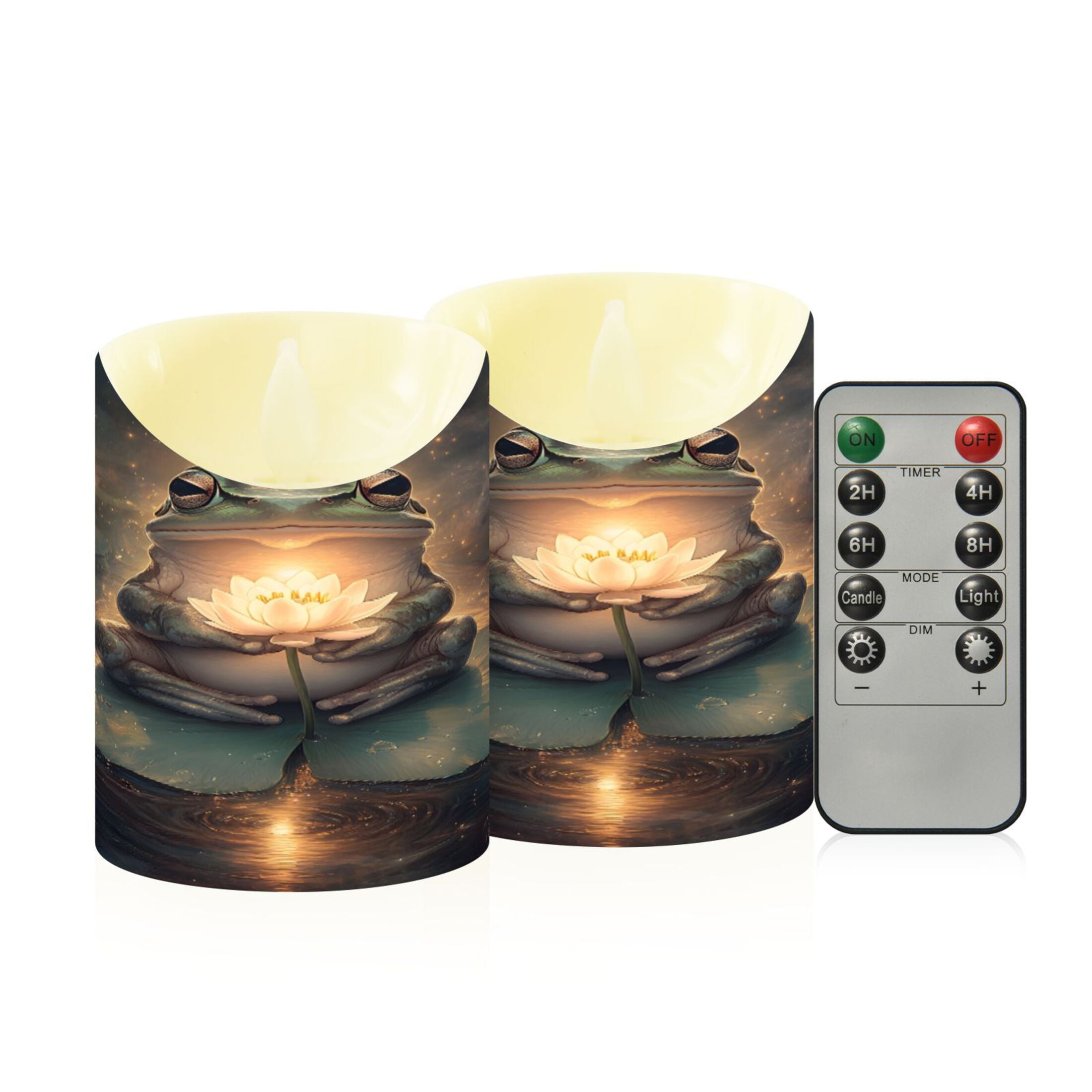 Master Frog Flameless Candles 2 PCS with Remote Realistic Moving Flame LED Tapered Pillar Set for Home Decor