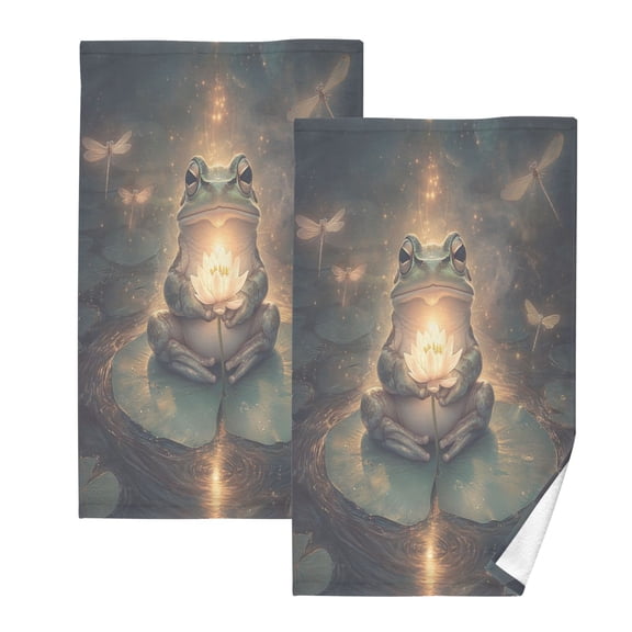 Master Frog Set of 2 Pure Cotton Towels, 16'' x 28'', Highly Absorbent and Soft