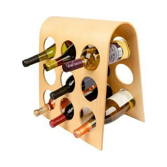 Master Grade FU-3505 European Design Bordeaux 9-Bottle Modular Hardwood Wine Rack, Philippine Mahogany