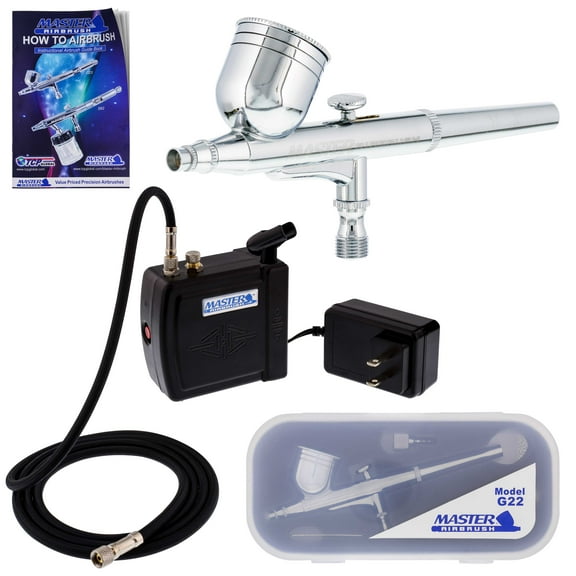 Master Gravity Airbrush Set & 16B Air Compressor Kit Dual-Action Hobby Cake Art