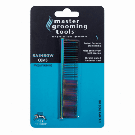 Master Grooming Tools Rainbow Greyhound Combs-European-Style Combs for Grooming Dogs - Face/Finishing, 4.5".