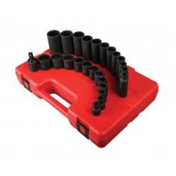 Master Impact Socket Set - 0.37 in. Drive - 25 Count - 12 Pocket Design