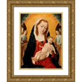 thumbnail image 1 of Master of the Legend of Saint Ursula 18x24 Gold Ornate Framed and Double Matted Museum Art Print Titled - Virgin and Child with Two Angels (circa 1485), 1 of 4