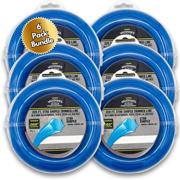 Master Line .065" Trimmer Line, 220ft | Blue Star Shaped Polymer | Universal Eater String for Gas & Electric & Battery Models | Made in The (6 Pack)