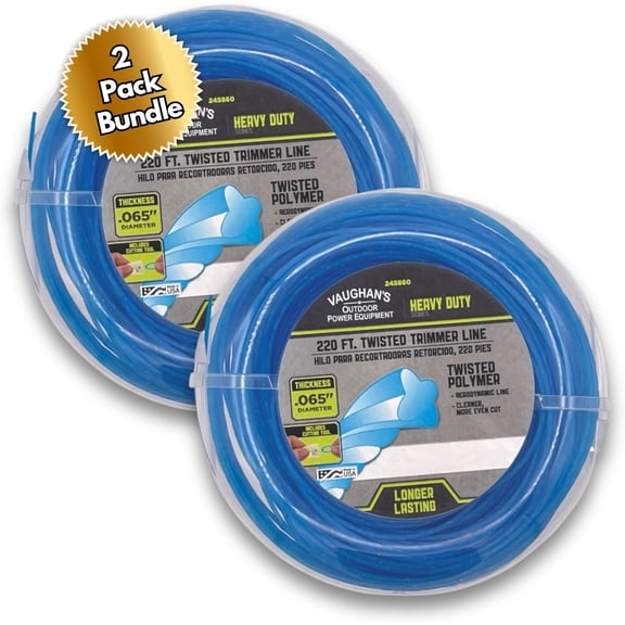 Master Line .065" Trimmer Line, 220ft | Blue Twisted Polymer | Heavy-Duty Universal Eater String for Gas & Electric & Battery Models | Made in The (2 Pack)