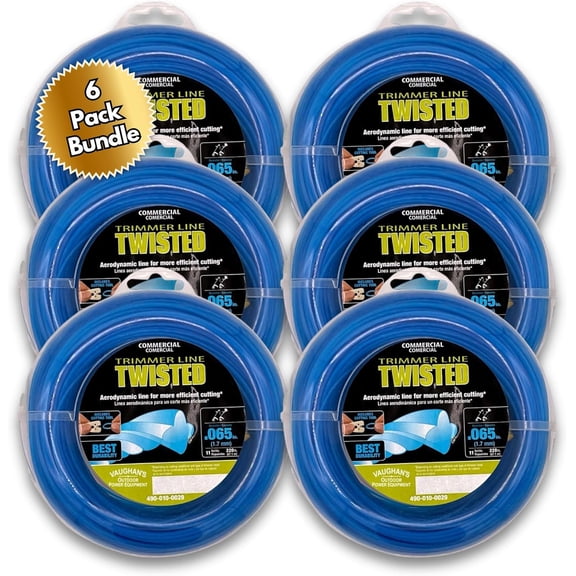 Master Line .065" Trimmer Line, 220ft | Blue Twisted Polymer | Heavy-Duty Universal Eater String for Gas & Electric & Battery Models | Made in The (6 Pack)