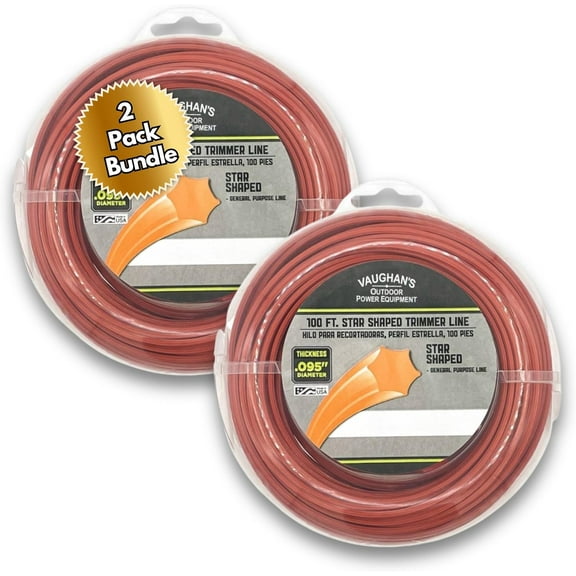 Master Line .095" Trimmer Line, 90ft | Red Star Shaped Polymer | Universal Eater String for Gas & Electric & Battery Models | Made in The (2 Pack)