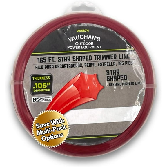 Master Line .105" Trimmer Line, 165ft | Red Star Shaped Polymer | Universal Eater String for Gas & Electric & Battery Models | Made in The (1 Pack)
