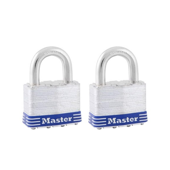Master Lock 1-1/2" H x 7/8" W x 2" L Laminated Steel 4-Pin Cylinder Padlock 2 pk Keyed Alike