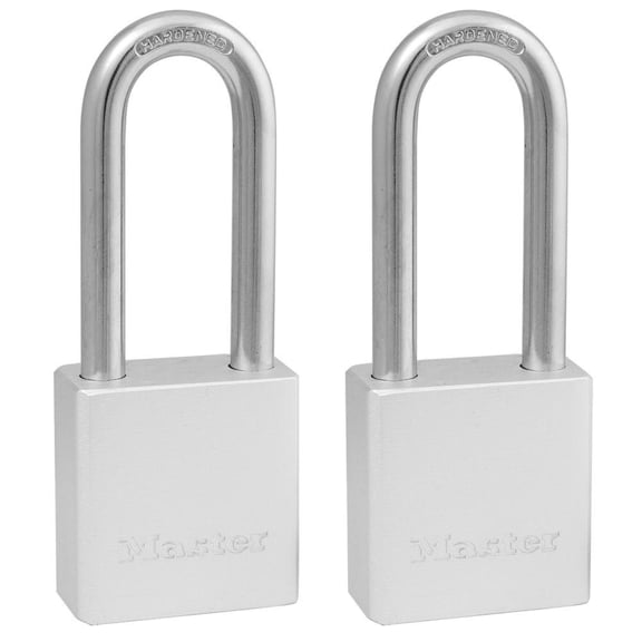 Master Lock 1-1/2" Solid Steel Long Shackle Padlock; 2-Pack