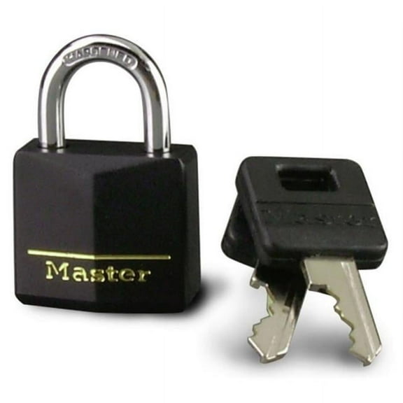 Master Lock 1-.19in. Black Vinyl Cover Brass Padlock