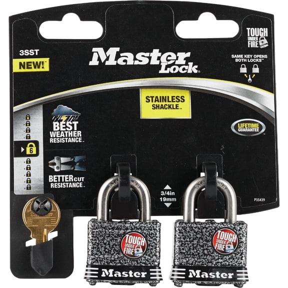 Master Lock 1.5" W Steel 4-Pin Tumbler Padlock 2 pk Keyed Alike