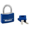 thumbnail image 1 of Master Lock Laminated Padlock with Brass Body and Blue Cover, Key Lock Type, 1 of 5