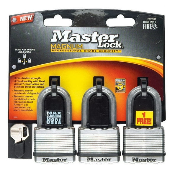 Master Lock 1-7/16" H x 5/16" W x 2" L Laminated Steel Ball Bearing Locking Padlock 3 pk