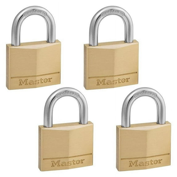 Master Lock 1-9/16" W Brass 4-Pin Cylinder Padlock 4 pk Keyed Alike