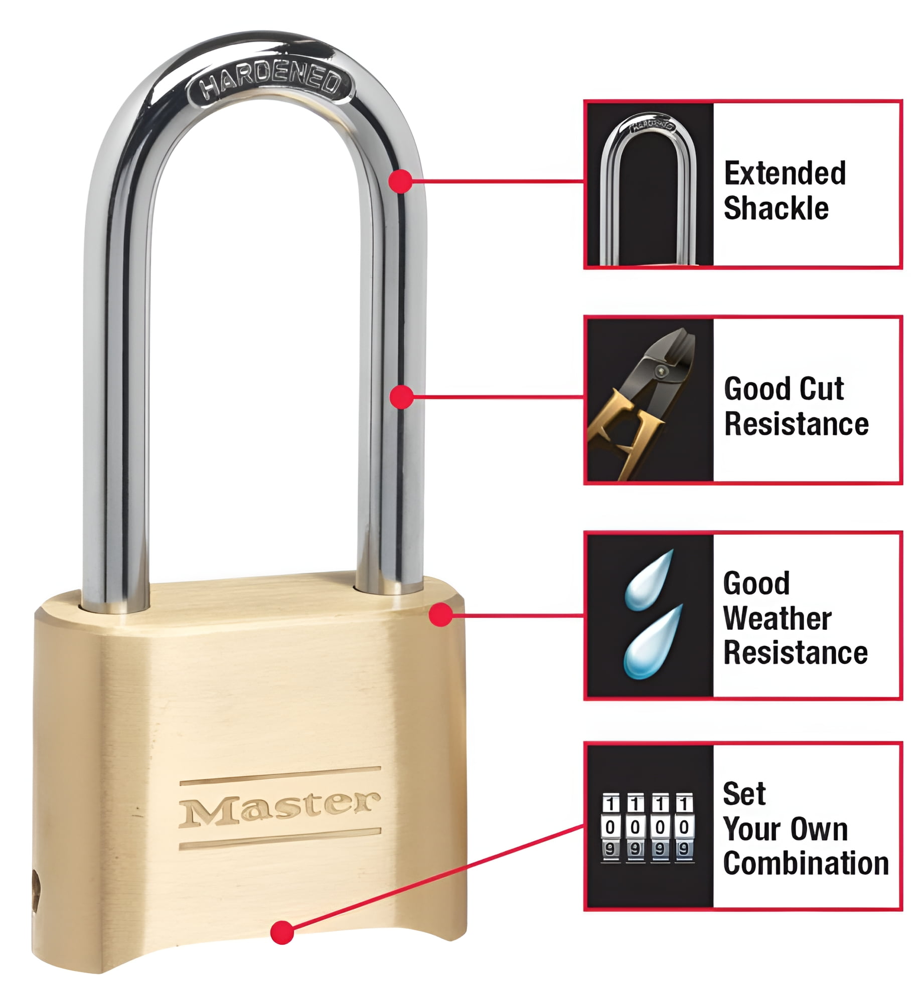 Master Lock Brass and Steel Resettable Combination Padlock