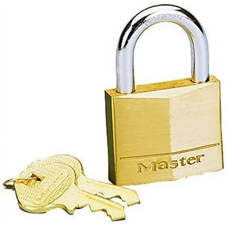 Master Lock Brass Padlock 140D - Hardened Steel, Key Lock - 1-9/16 In, Gold