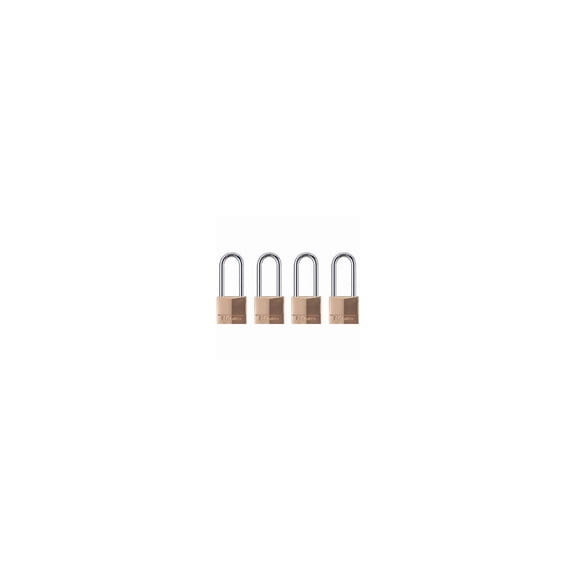 Master Lock 140QLH Solid-Brass Keyed-Alike Padlocks, Long Shackle, 4-Pack, 1-9/16 In. - Quantity 4