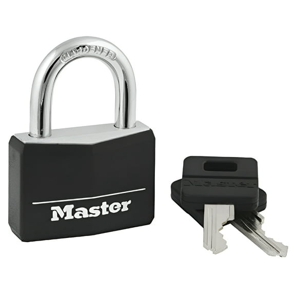 Master Lock 141D 1-9/16" Black Vinyl Cover Brass Padlock