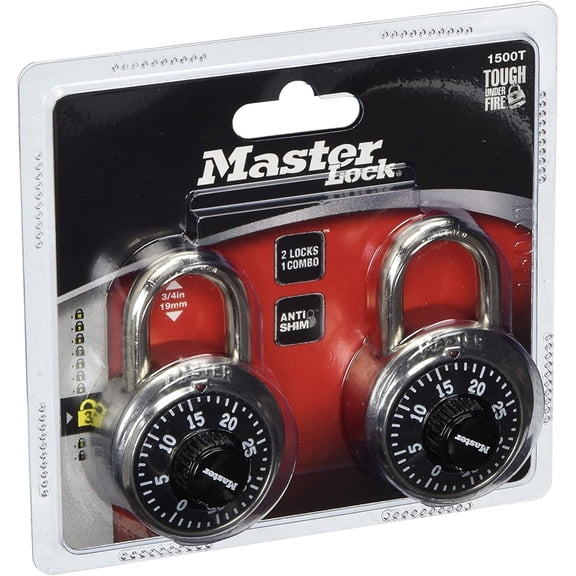 Master Lock Combination Padlocks Set 1500T - Keyed Alike - 8 Count (4 Packs of 2)