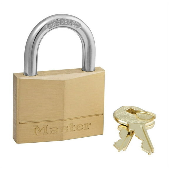 Master Lock Brass Padlock Key Lock 150D - Hardened Steel Shackle - 1 in, Silver