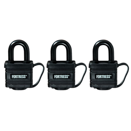 Master Lock 1804TRI 1-9/16" Black Weatherproof Padlocks 3 Count