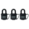 thumbnail image 1 of Master Lock 1804TRI 1-9/16" Black Weatherproof Padlocks 3 Count, 1 of 5