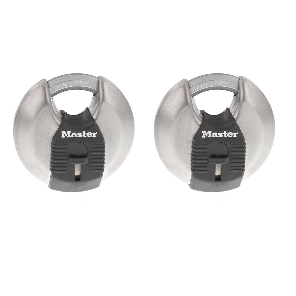 Master Lock 2-3/4in (70mm) Wide Magnum Stainless Steel Discus Padlock with Shrouded Shackle, 2 pack M40XTCCSEN