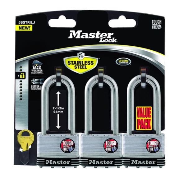 Master Lock 2" W Stainless Steel 4-Pin Cylinder Padlock
