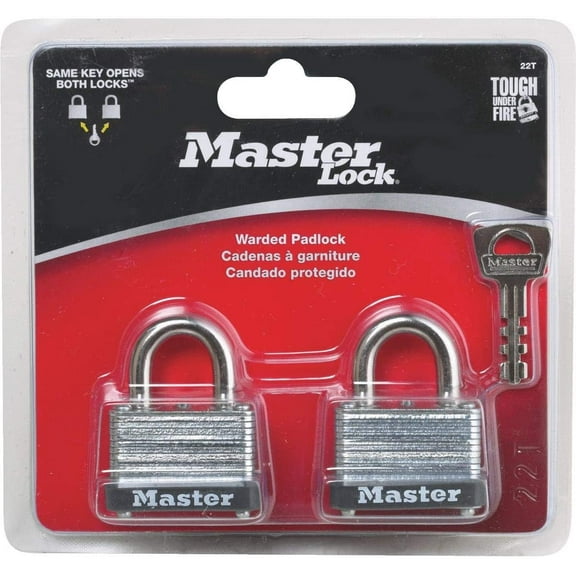 Master Lock Laminated Padlocks No. 22 - Key Lock - 2 Pack, 1-1/2 In
