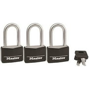 Master Lock 3-Pk. of Keyed-Alike Vinyl-Covered Brass Padlocks - Model Number 141TRILF