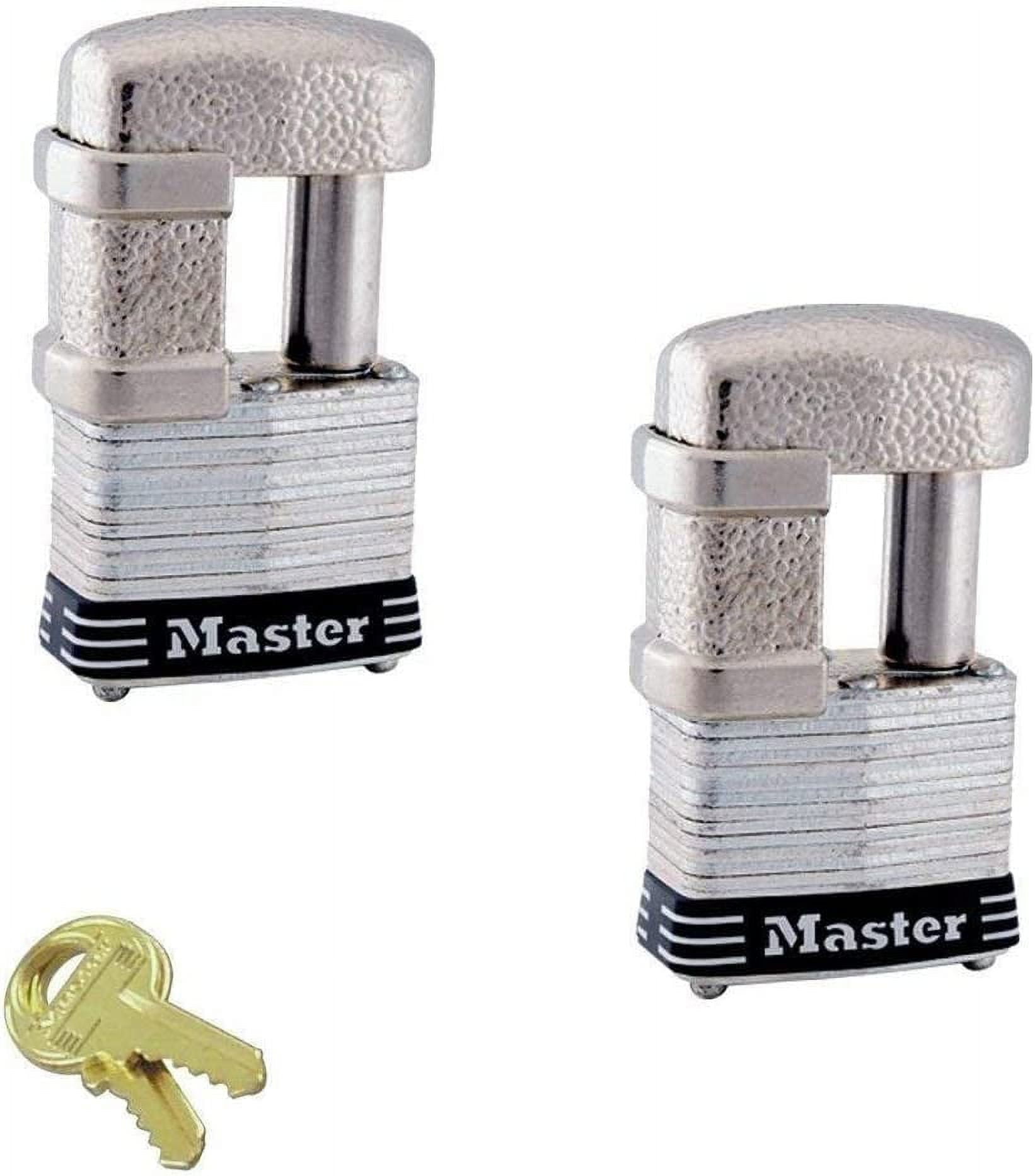 Master Lock 37KA Shrouded Laminated Steel Pin Tumbler Padlock Keyed Alike  1-916-Inch Wide Body Shackle Fits 932-Inch Or 12-Inch Diameter 