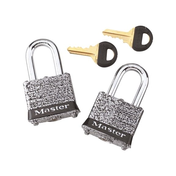 Master Lock 1-9/16in (40mm) Wide Rust-Oleum Certified Laminated Steel Pin Tumbler Padlock; 2-Pack