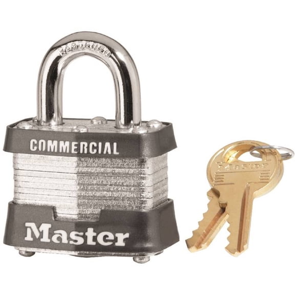 Master Lock 3KA 0895 Keyed Padlock 1-9/16 in W x 1-1/2 in H Body 3/4 in H Shackle Steel